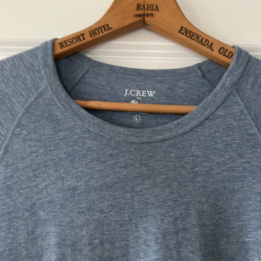 J. Crew Tri-Blend Heather Blue Raglan Long Sleeve Tee Shirt Size Large